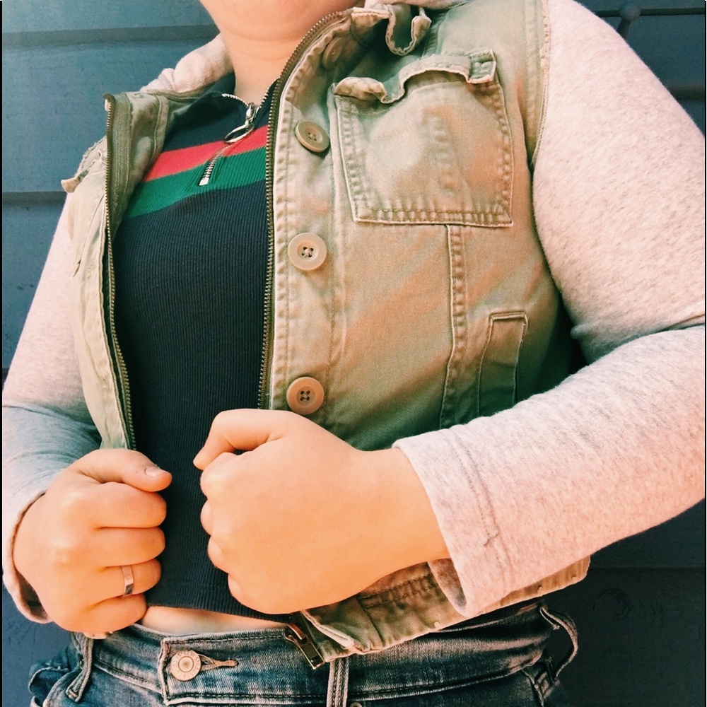 Jean jacket/ hoodie